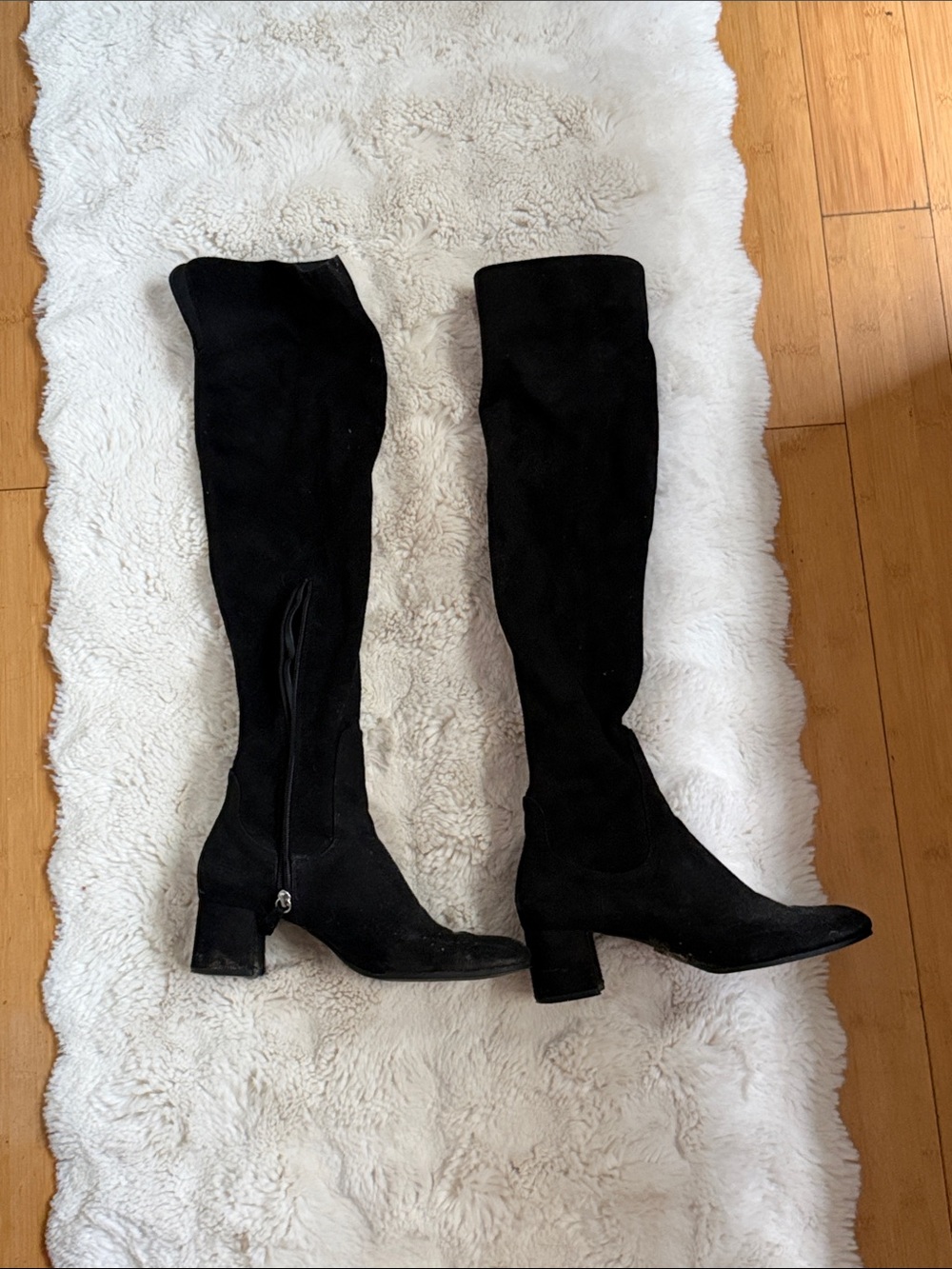 Black Over-the-Knee Block Heel Boots - Women's